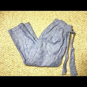 Womens Zara Crop Linen Chambray Pants Medium